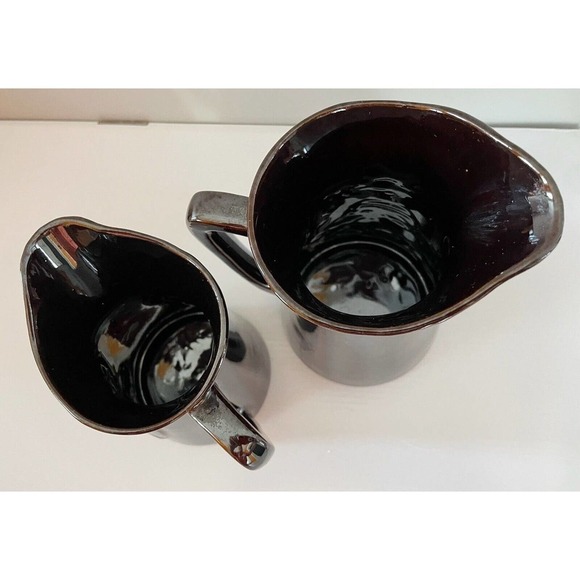 Pitcher Breakfast Table Pancake Batter High Gloss 1950’s Brown PAIR - Picture 4 of 5